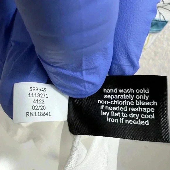 Lane Bryant Womens Plus 26/28 White Floral Midi Dress Smocked Waist Tie Neck NEW - Picture 12 of 14